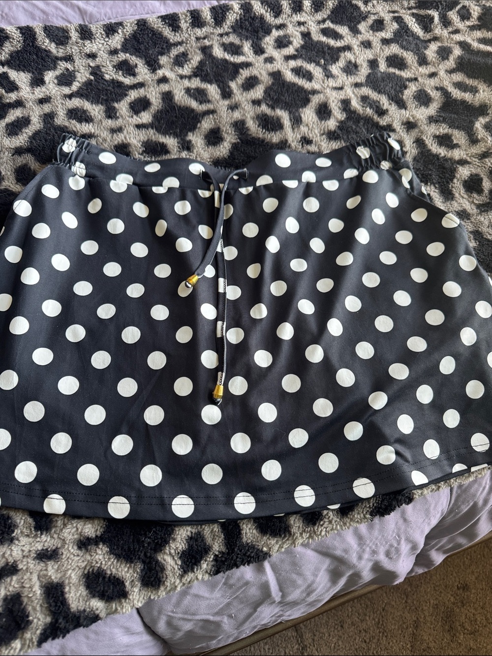 Polka Dot Black & White skort with Drawstring Waist